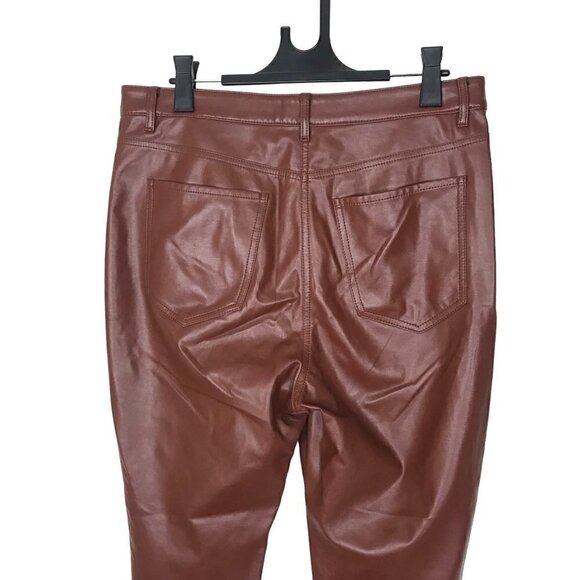Aritzia Wilfred Free Cognac Charm Faux Leather High Waisted Pants Size 12 - Picture 7 of 9